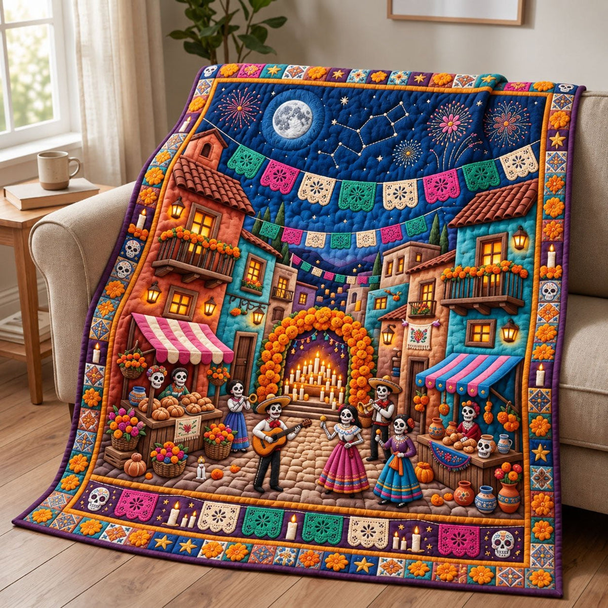 Muertos Village Quilted Blanket printed blanket