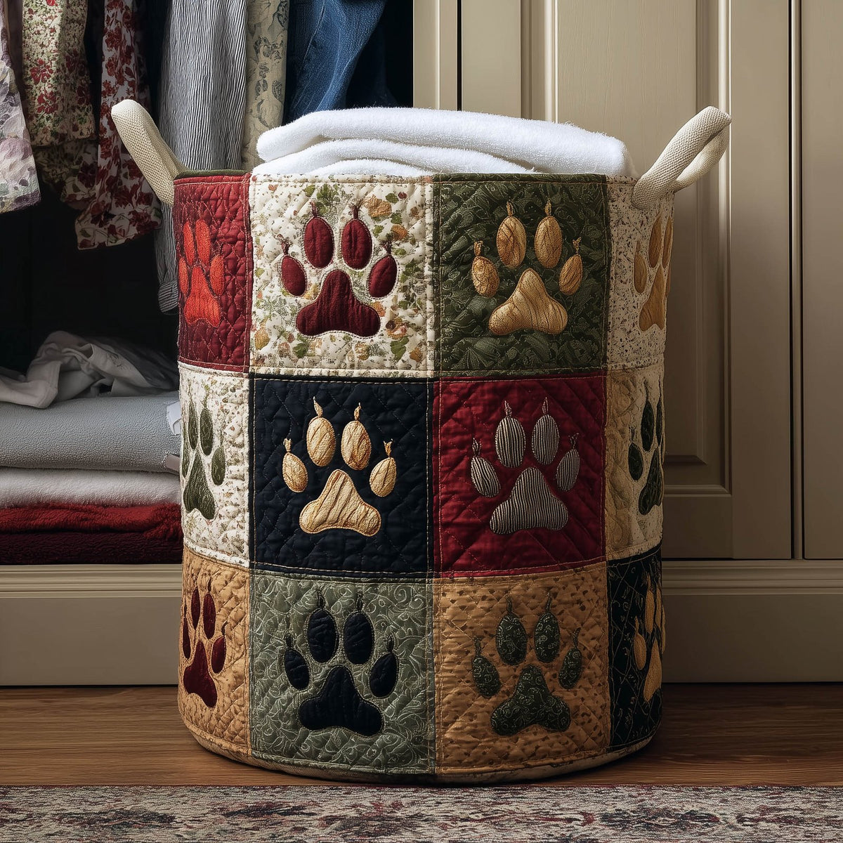 Mystic Bear Quilted Laundry Hamper printed laundry hamper