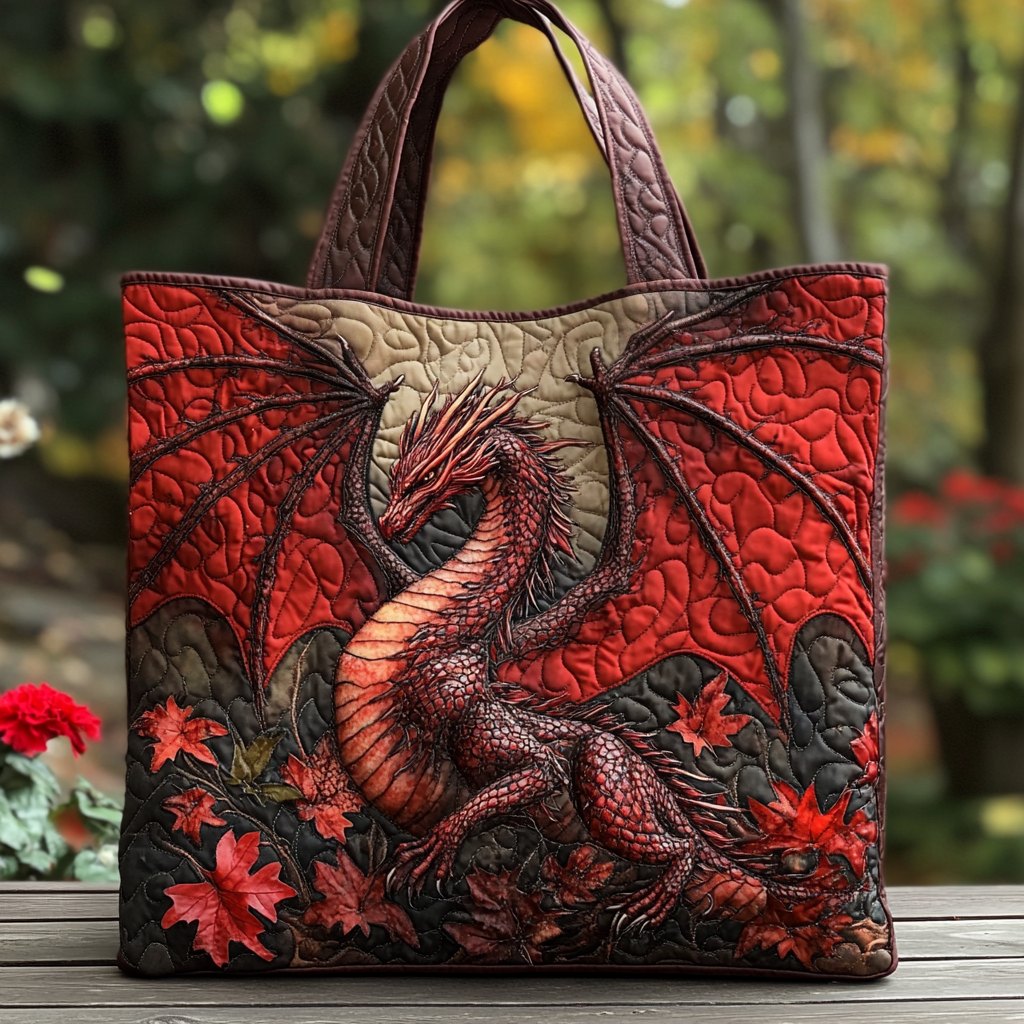 Mystic Dragon Quilted Tote Bag printed tote bag