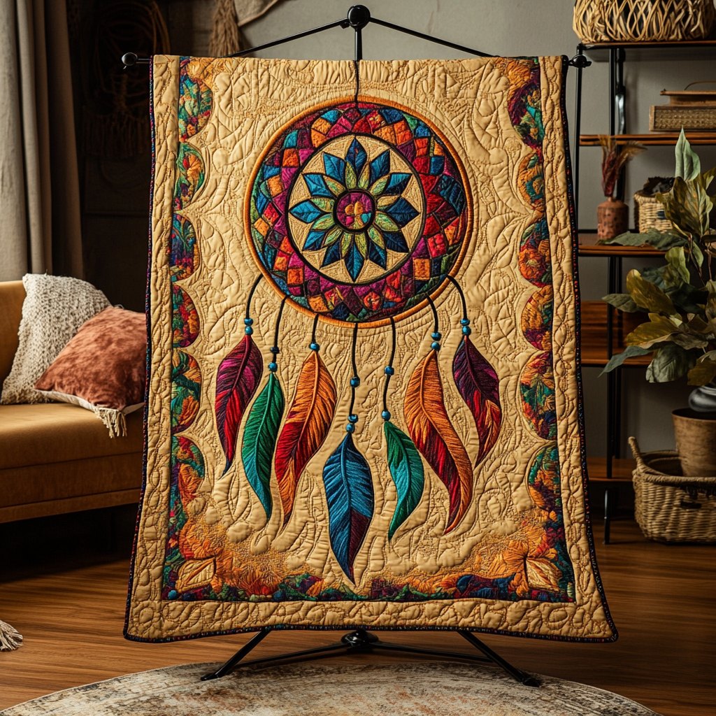 Mystic Feathers Quilted Blanket printed blanket