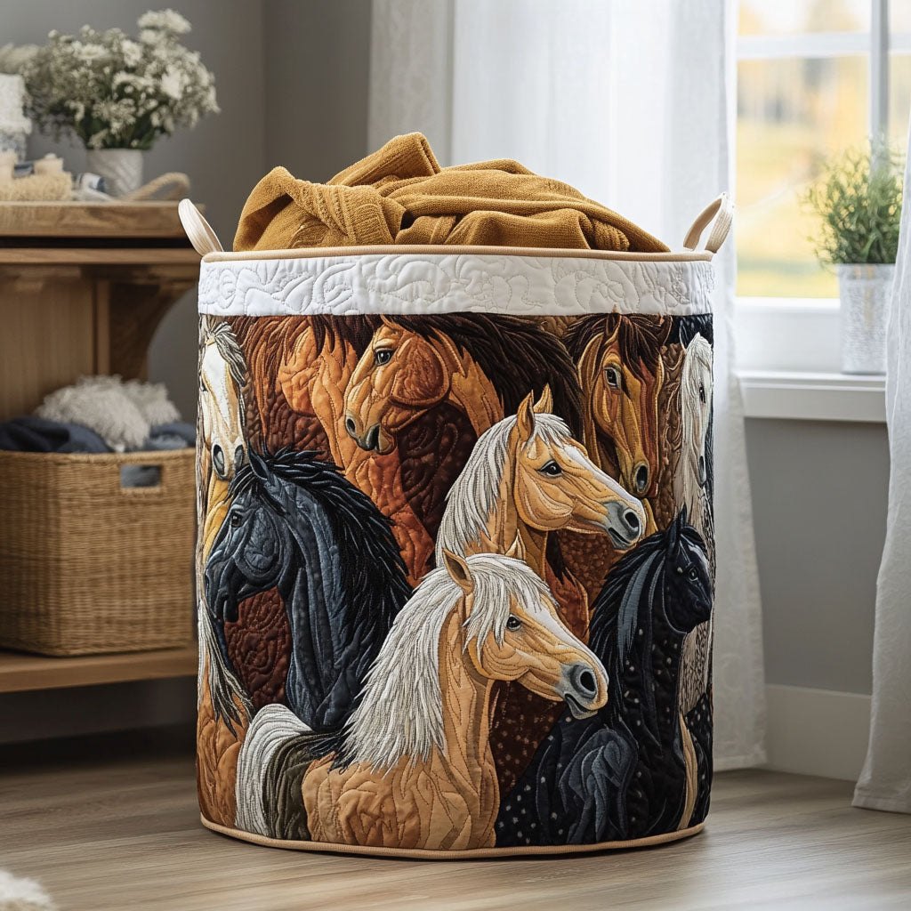 Mystic Horse Quilted Laundry Hamper printed laundry hamper