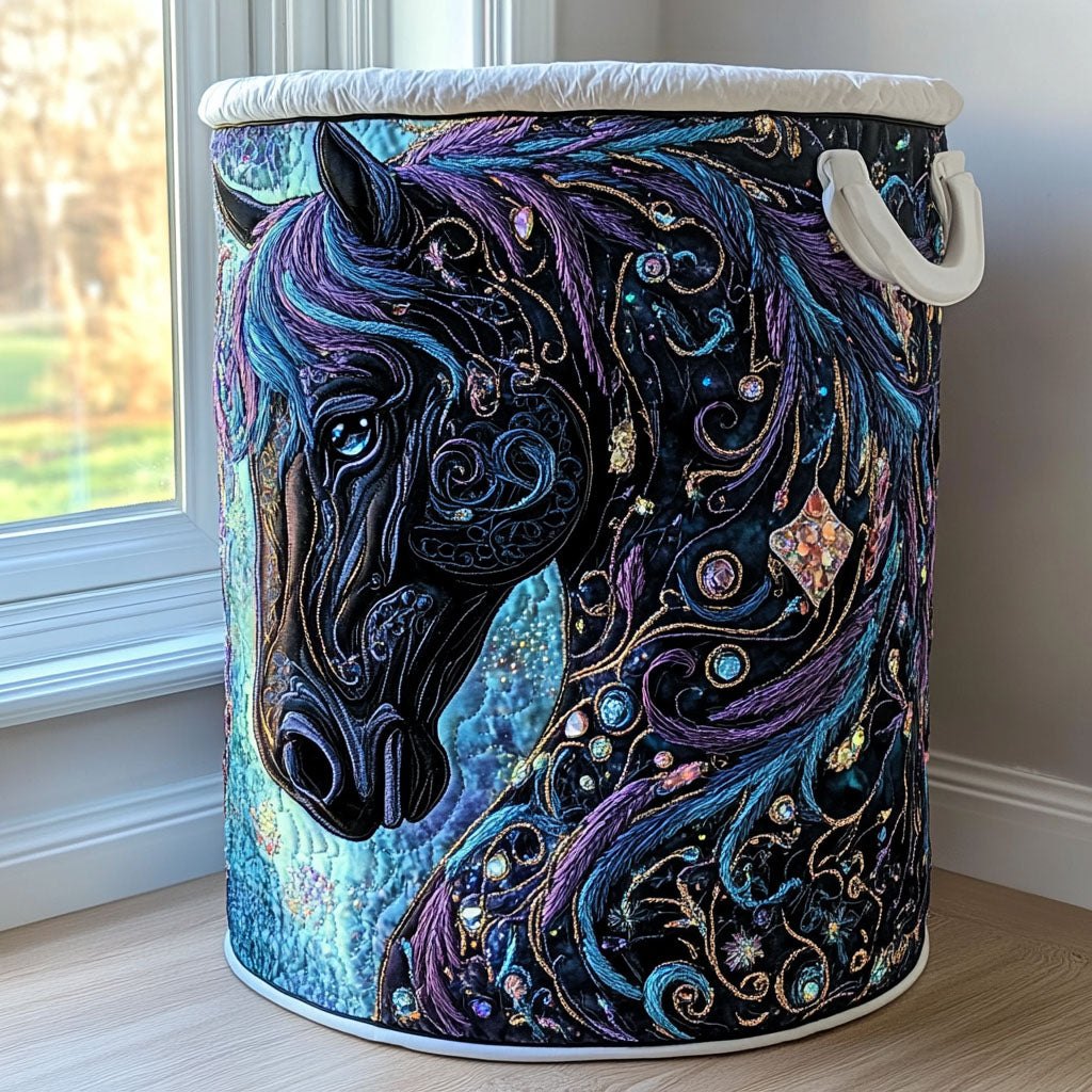 Mystic Horse Quilted Laundry Hamper printed laundry hamper
