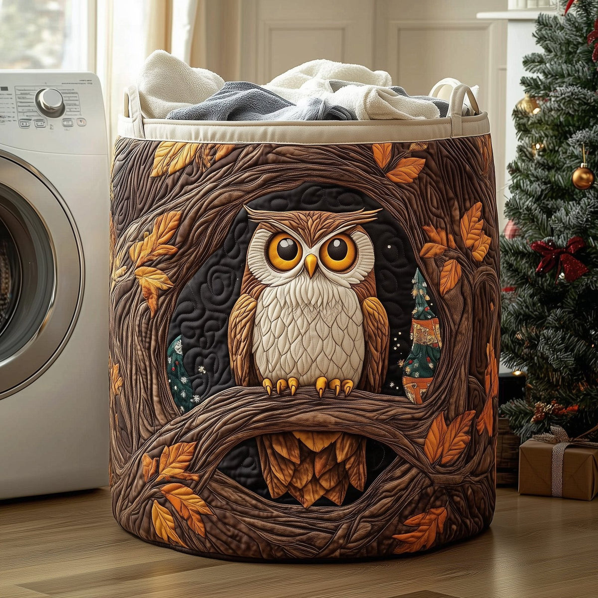 Mystic Owl Quilted Laundry Hamper printed laundry hamper