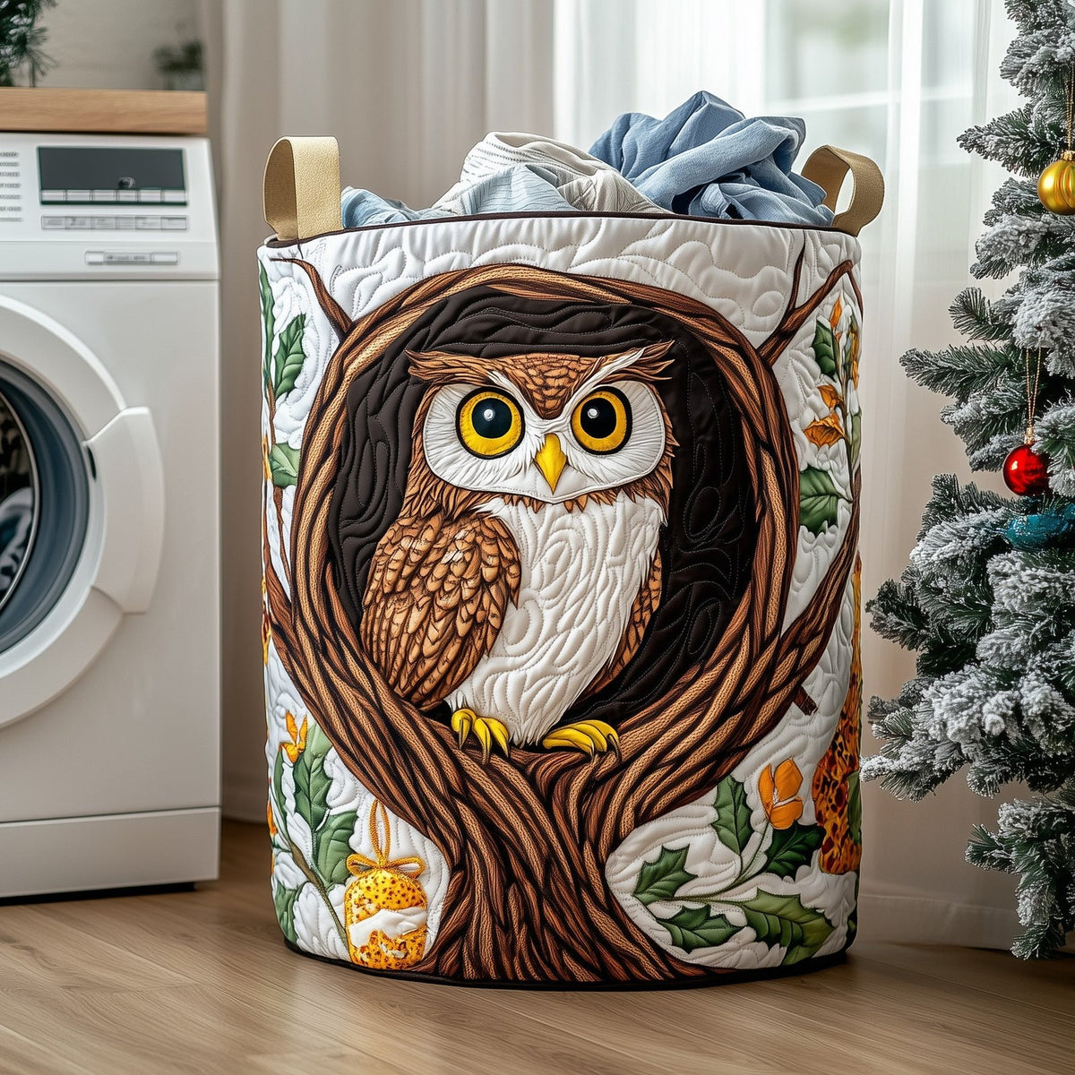 Mystic Owl Quilted Laundry Hamper printed laundry hamper