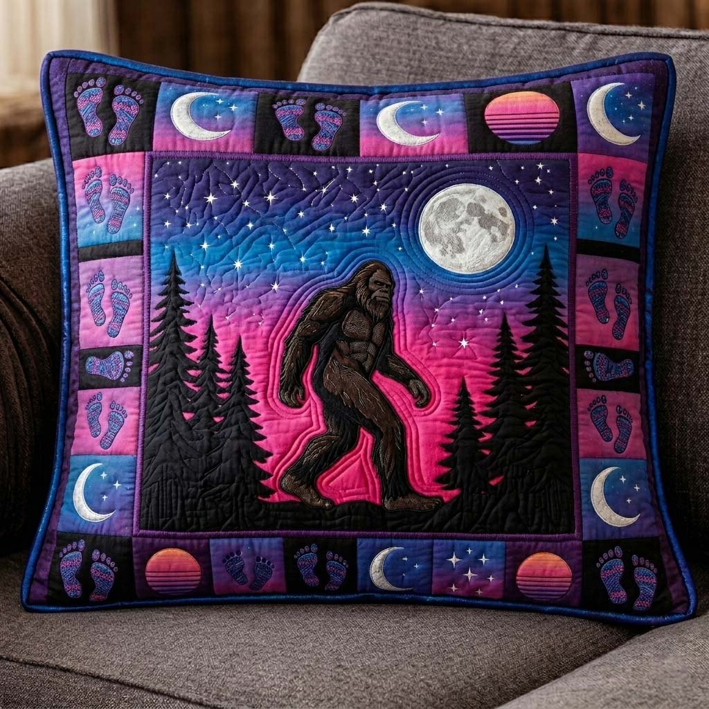 Mystic Sasquatch Quilted Pillow Case printed quilted cushion cover
