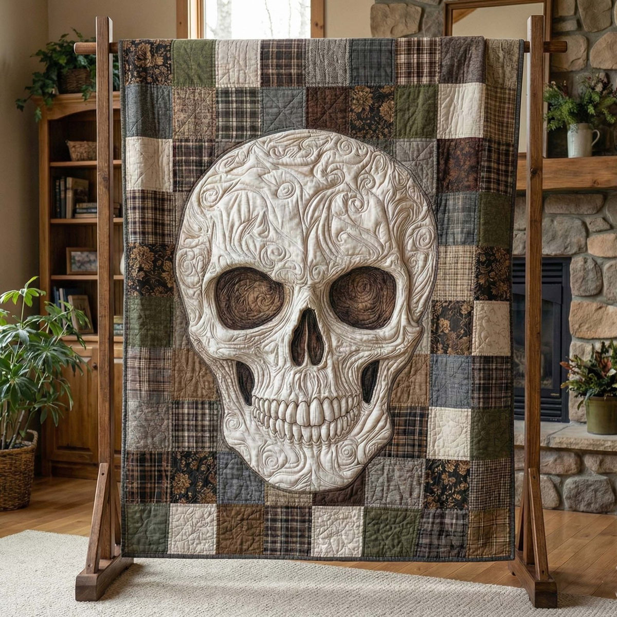 Mystic Skull Quilted Blanket printed blanket