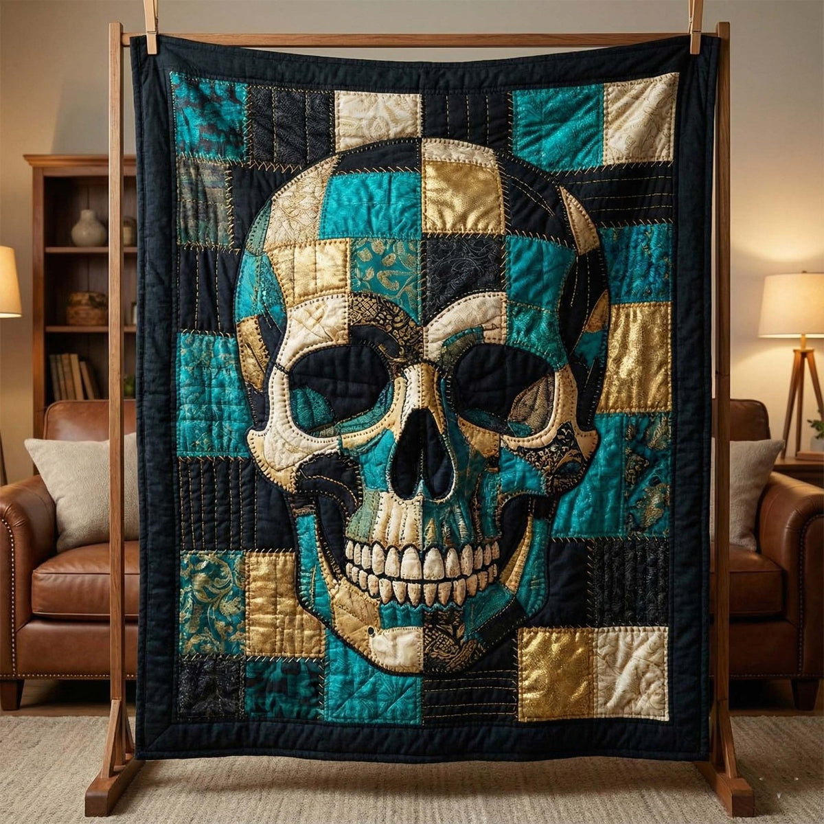 Mystic Skull Quilted Blanket printed blanket