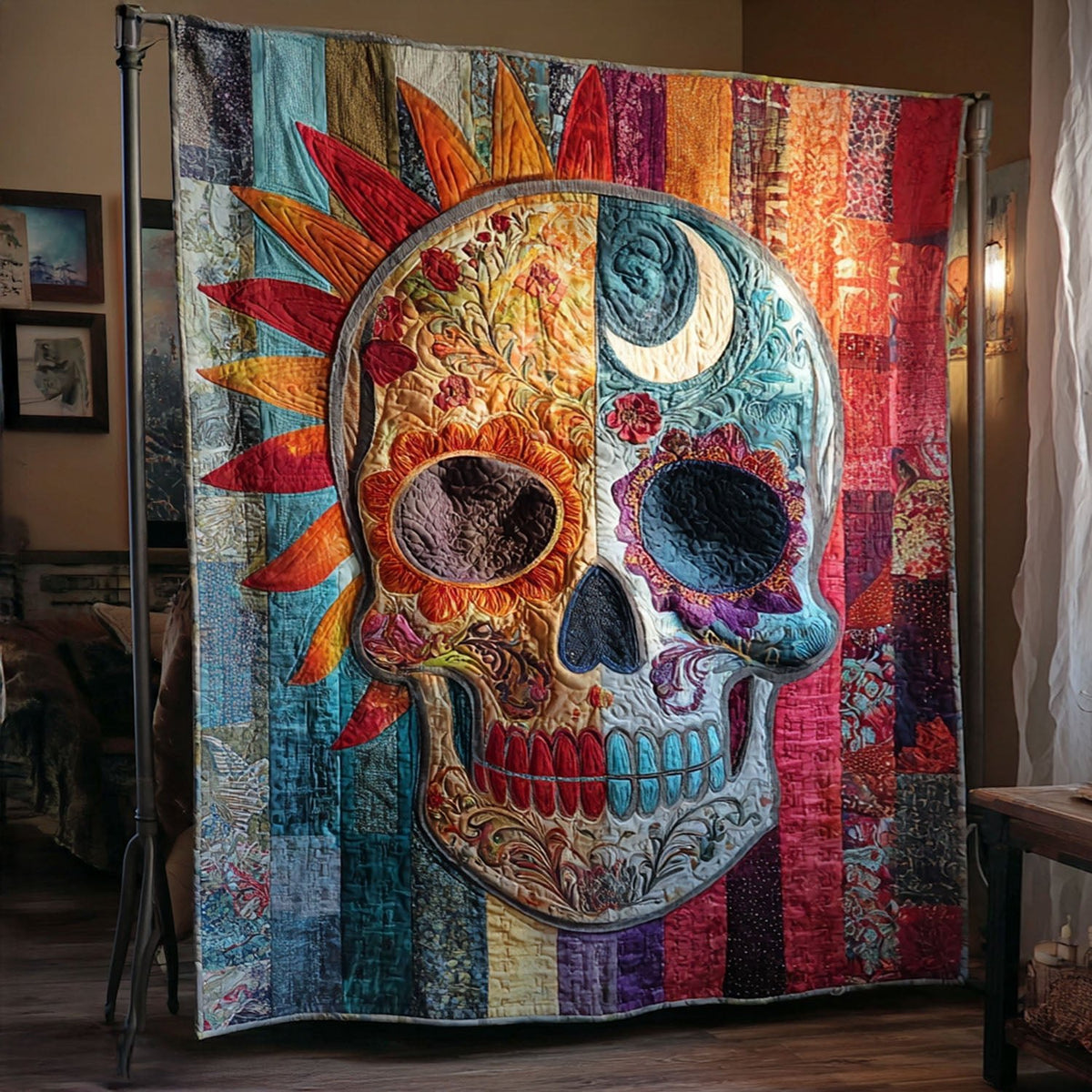 Mystic Skull Quilted Blanket printed blanket