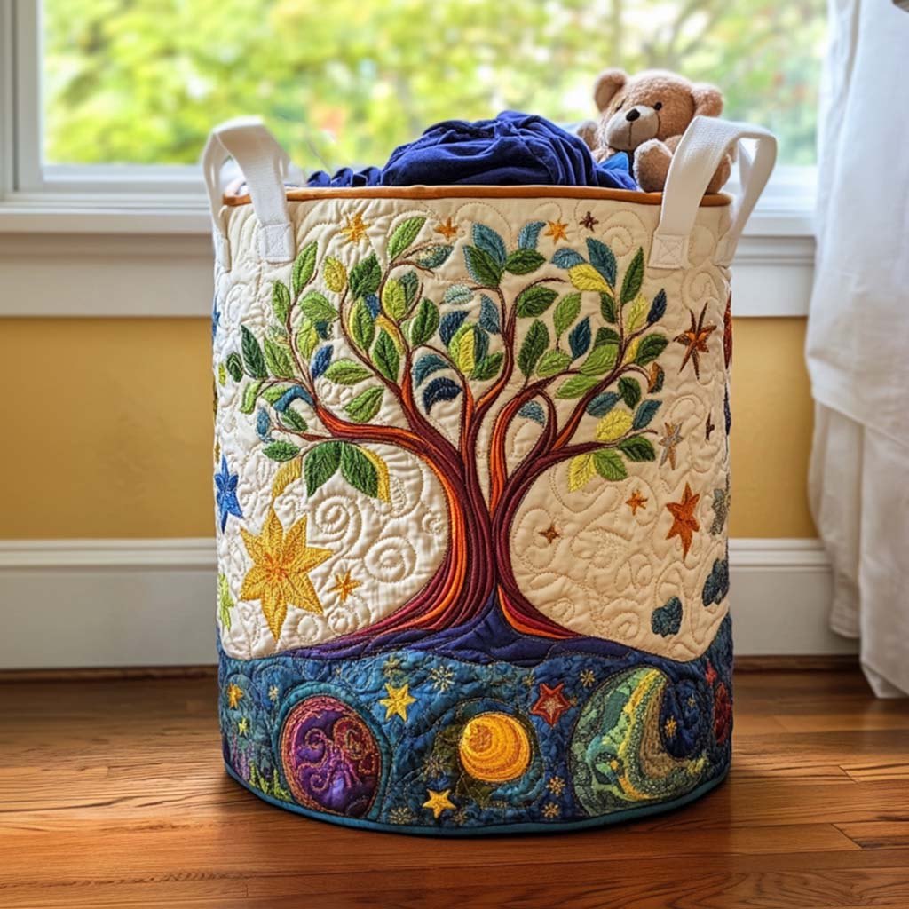 Mystic Tree Quilted Laundry Hamper printed laundry hamper