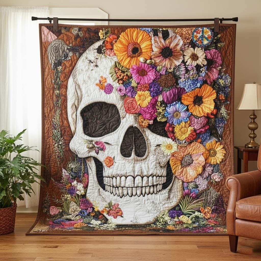 Mystique Skull Quilted Blanket printed blanket