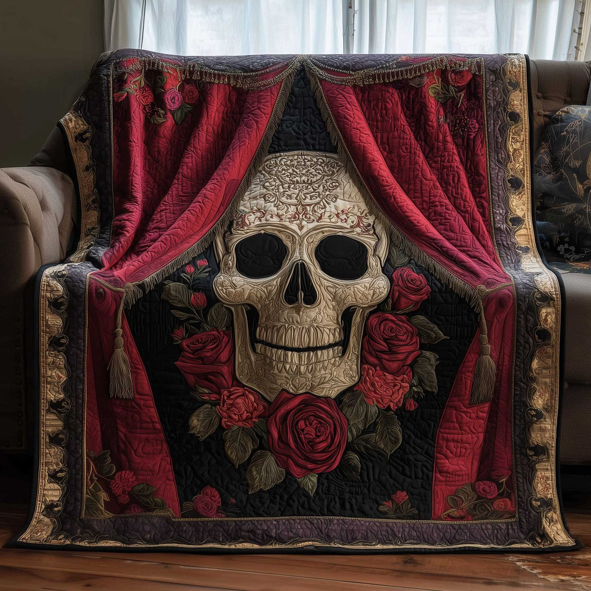 Mystique Skull Quilted Blanket printed blanket