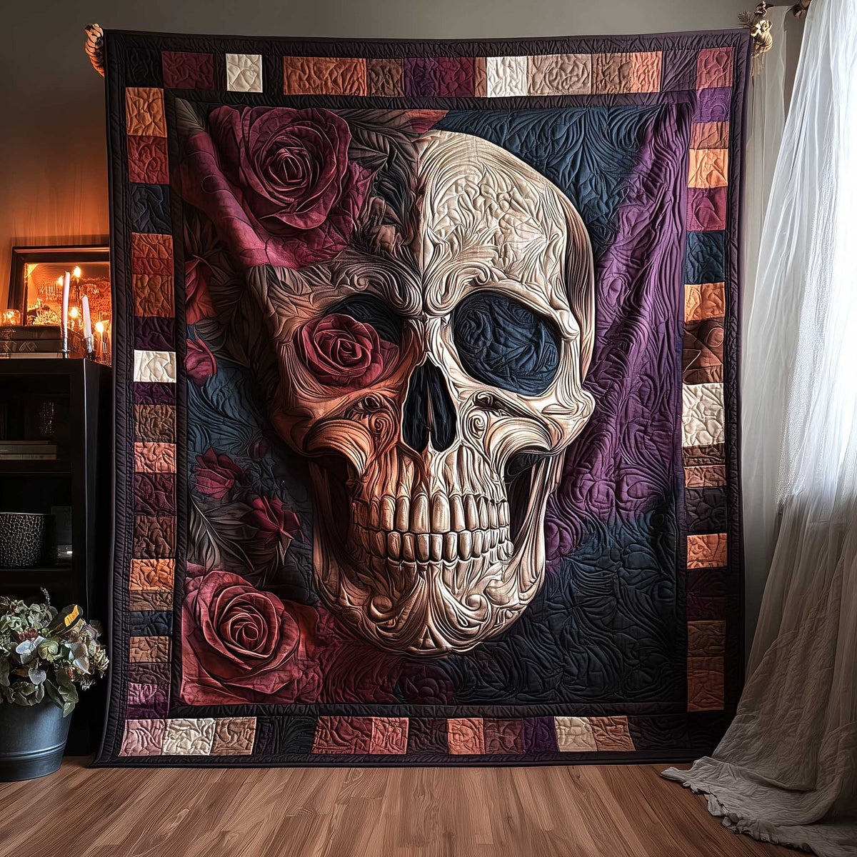 Mystique Skull Quilted Blanket printed blanket