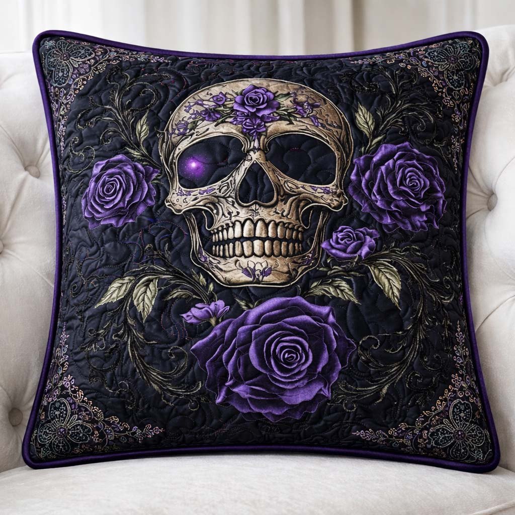 Mystique Solo Skull Quilted Cushion Cover printed cushion cover