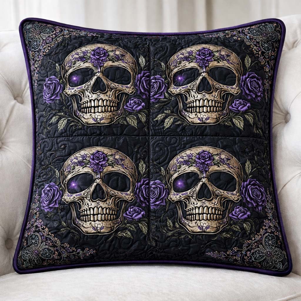 Mystique Solo Skull Quilted Cushion Cover printed cushion cover