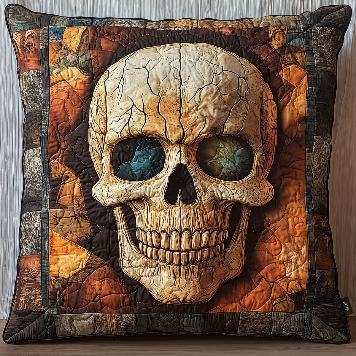 Mystique Solo Skull Quilted Cushion Cover printed cushion cover