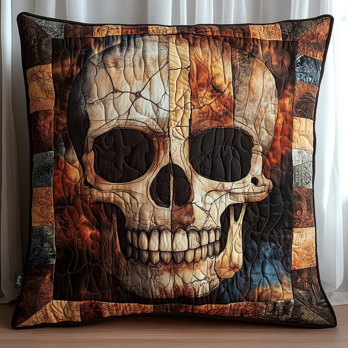 Mystique Solo Skull Quilted Cushion Cover printed cushion cover
