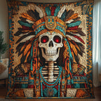 Native Skull Quilted Blanket printed blanket