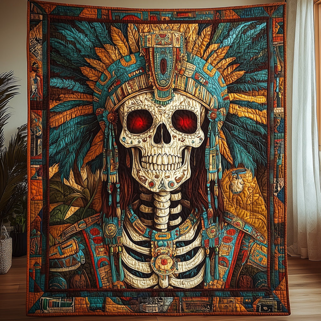 Native Skull Quilted Blanket printed blanket