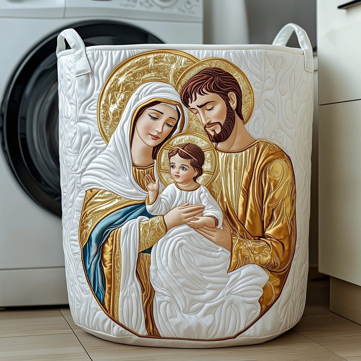 Nativity Quilted Laundry Hamper printed laundry hamper