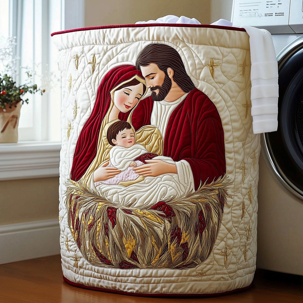 Nativity Scene Quilted Laundry Hamper printed laundry hamper