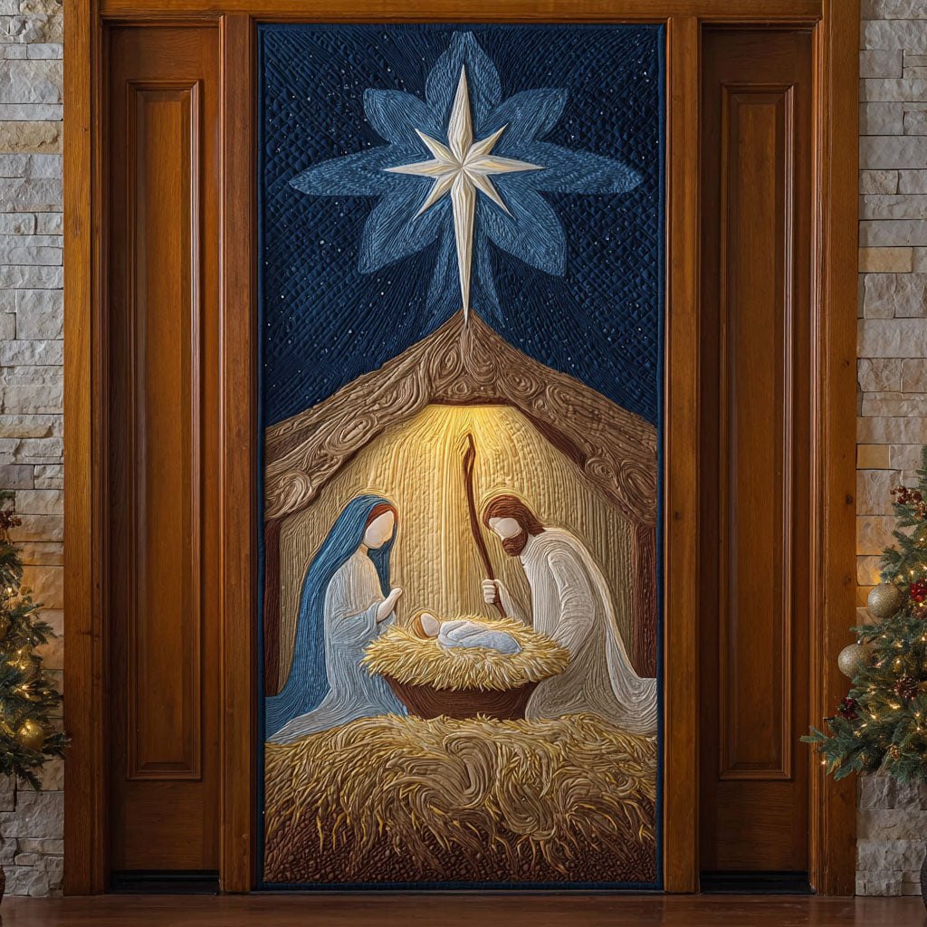Nativity Starlight Quilted Door Curtain printed door curtain