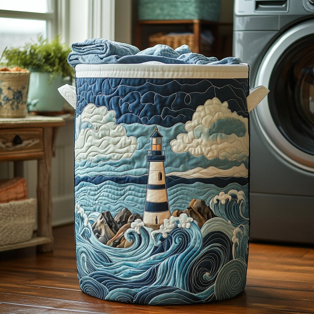 Nautical Glow Quilted Laundry Hamper printed laundry hamper