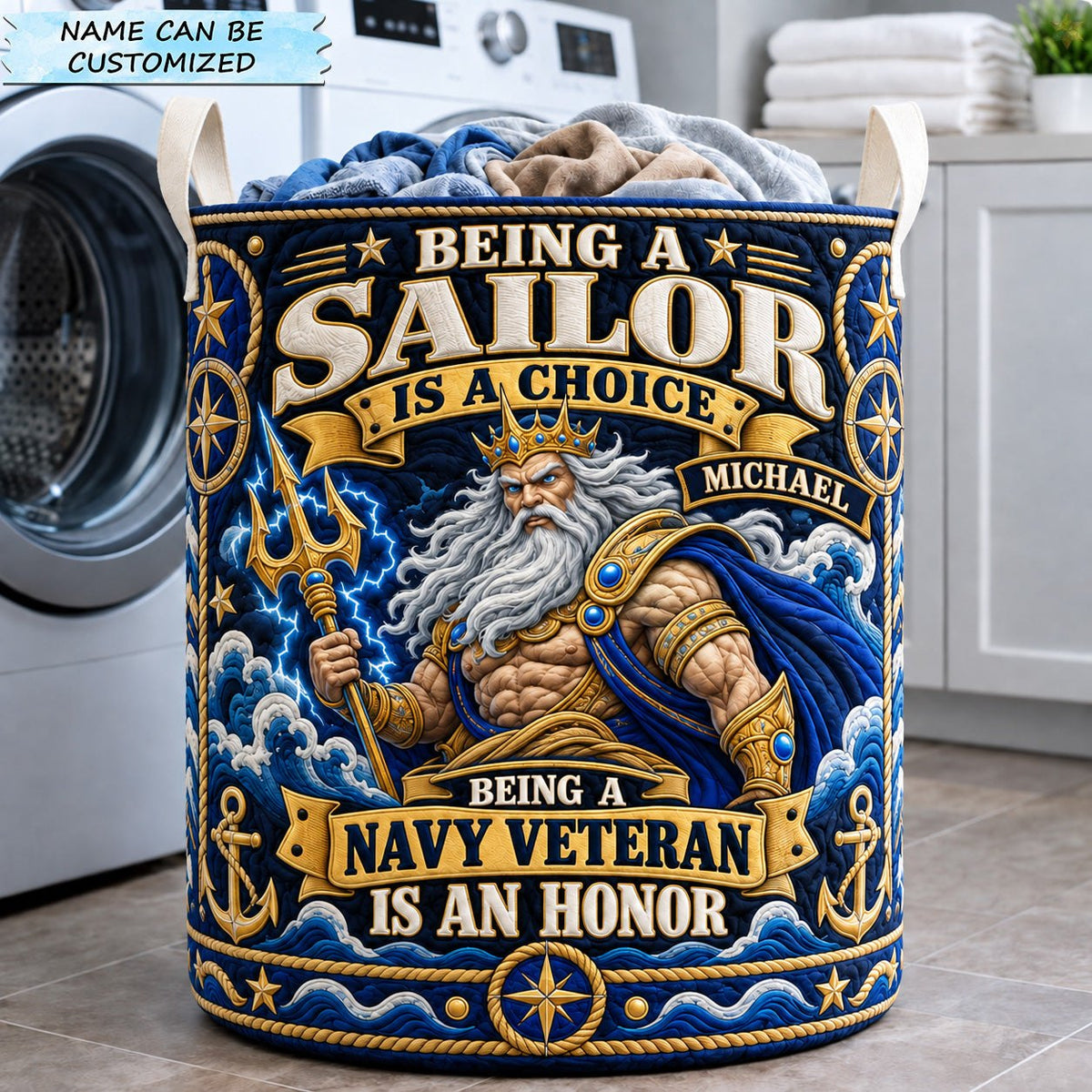 Navy Veteran Honor Quilted Laundry Hamper QTCUZ printed laundry hamper
