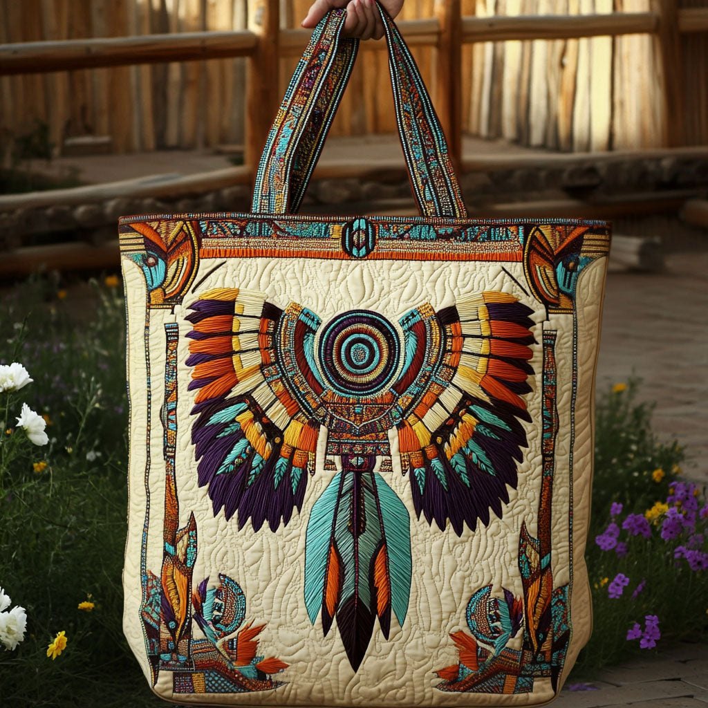 Nest of Feathers Quilted Tote Bag printed tote bag