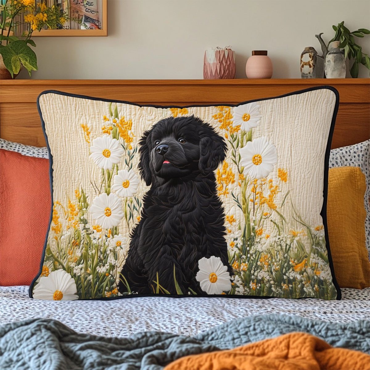 Newfie Paws Quilted Bedding Cushion Cover printed cushion cover