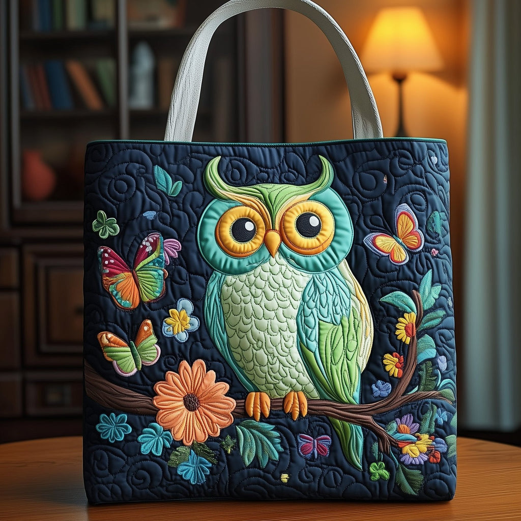 Night Owl Quilted Tote Bag printed tote bag