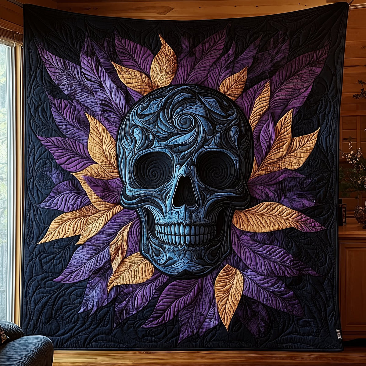 Nightbloom Skull Quilted Blanket printed blanket