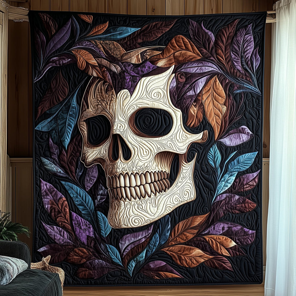 Nightbloom Skull Quilted Blanket printed blanket