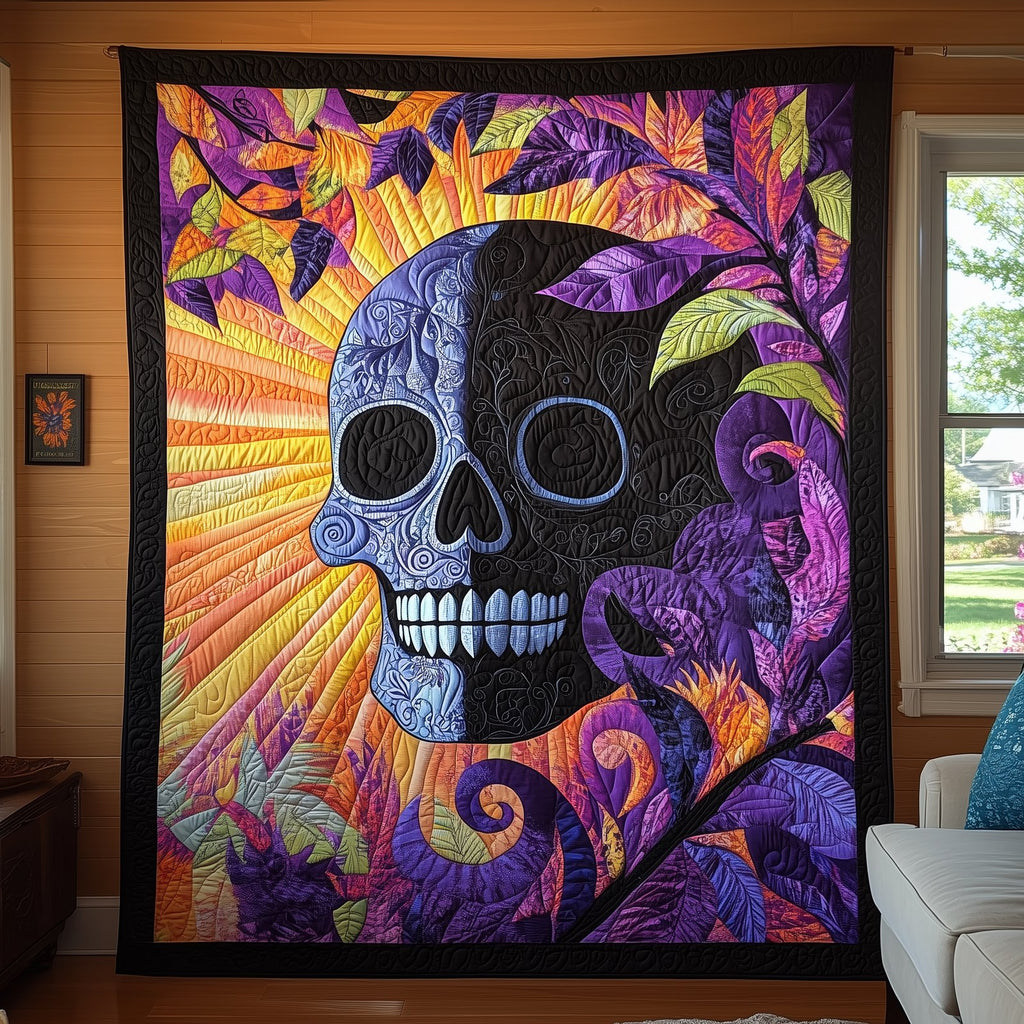 Nightbloom Skull Quilted Blanket printed blanket