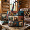 Nine Bears Nine Moods Quilted Tote Bag printed quilted tote bag