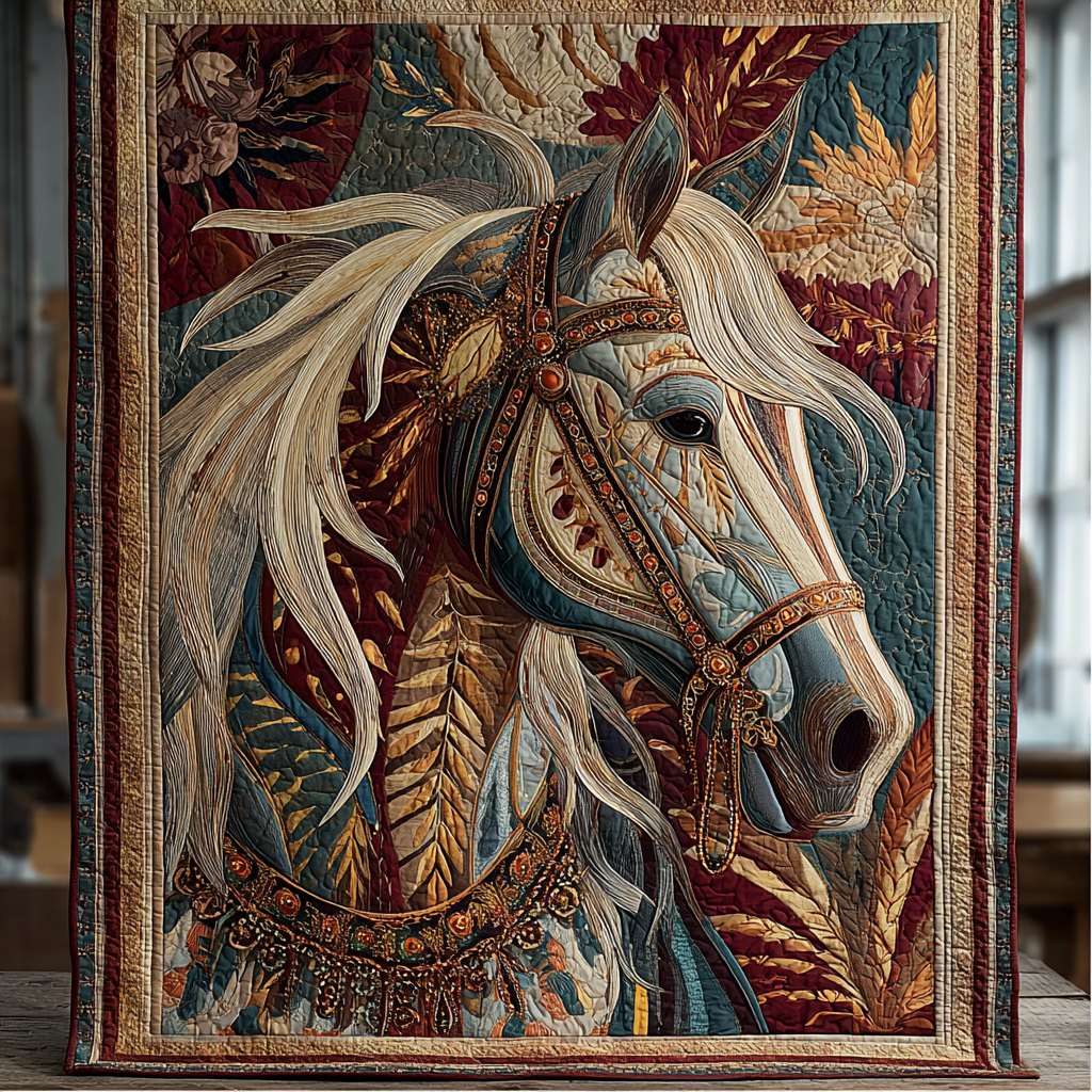 Noble Horse Quilted Blanket printed blanket