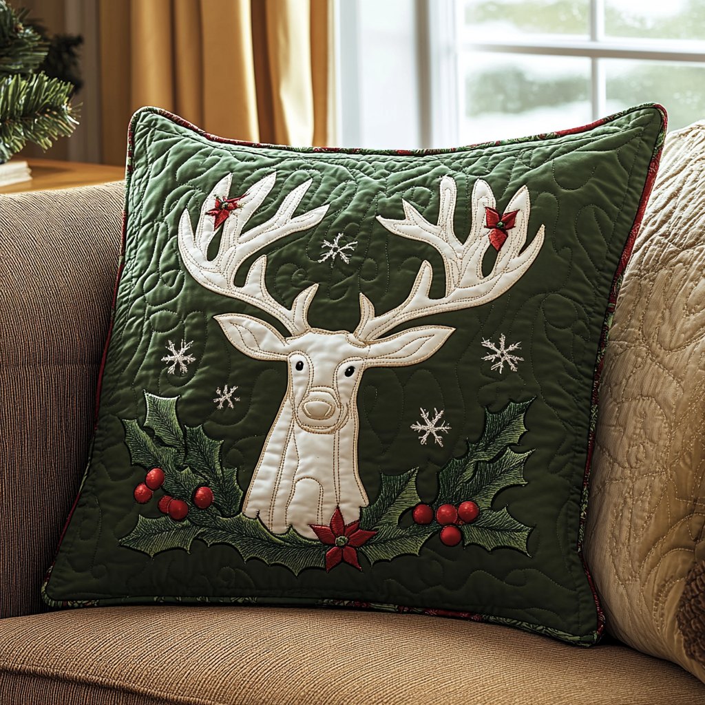 Nordic Reindeer Quilted Cushion Cover printed cushion cover