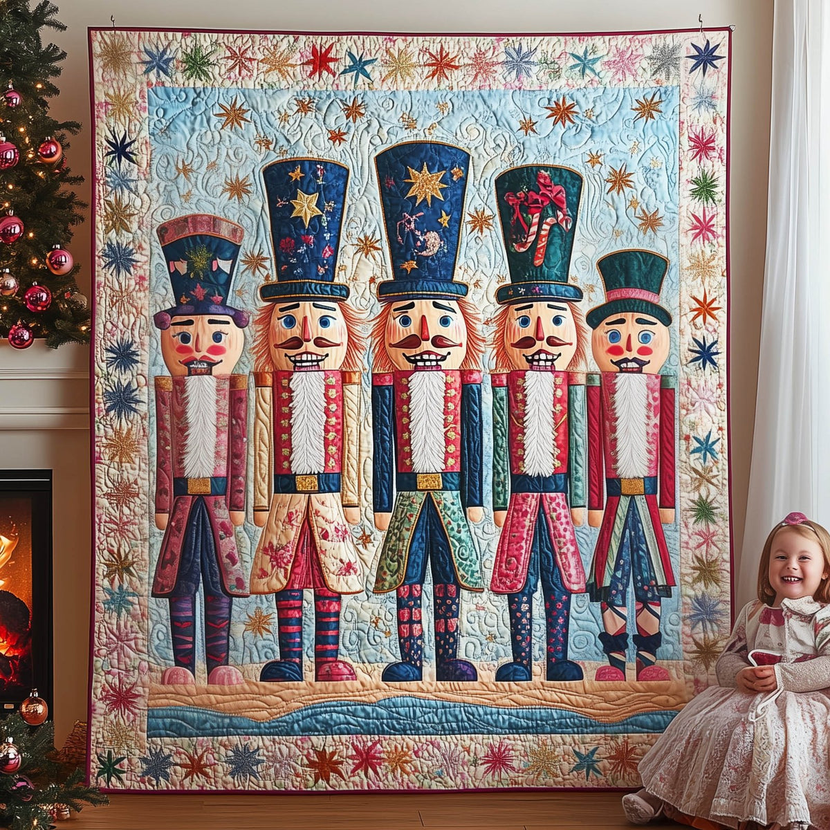Nutcracker Night Quilted Blanket printed blanket