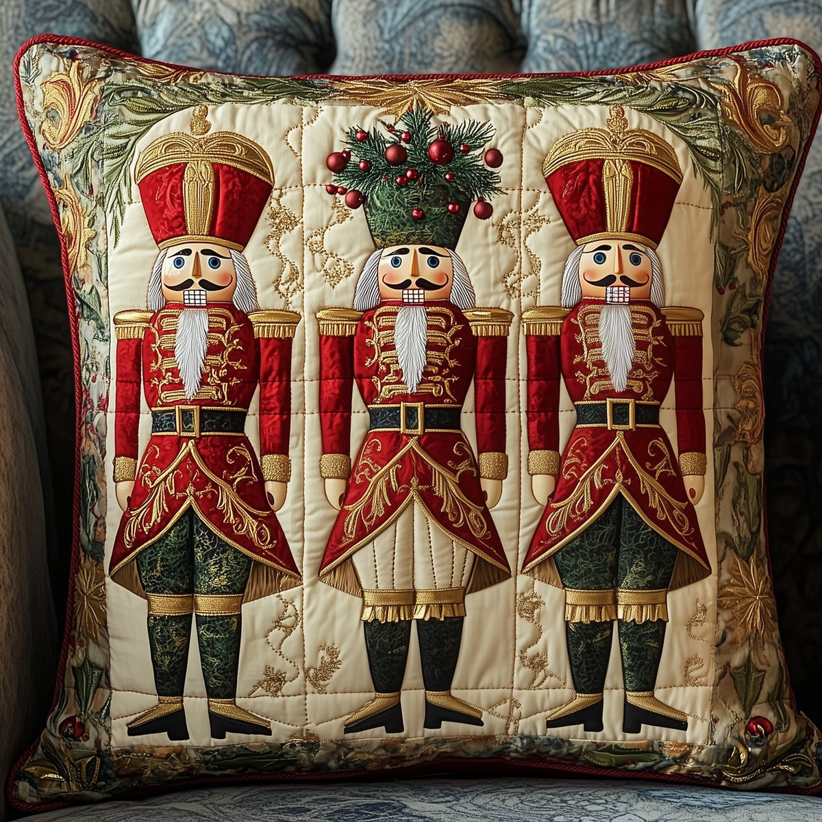 Nutcracker Quilted Cushion Cover printed cushion cover