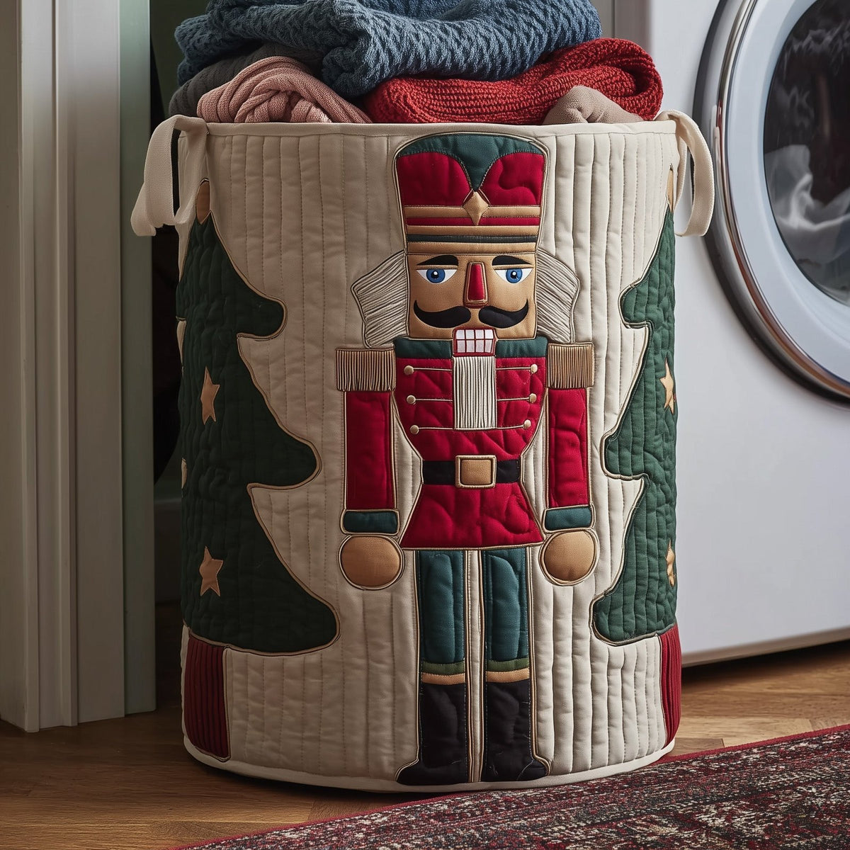 Nutcracker Quilted Laundry Hamper printed laundry hamper
