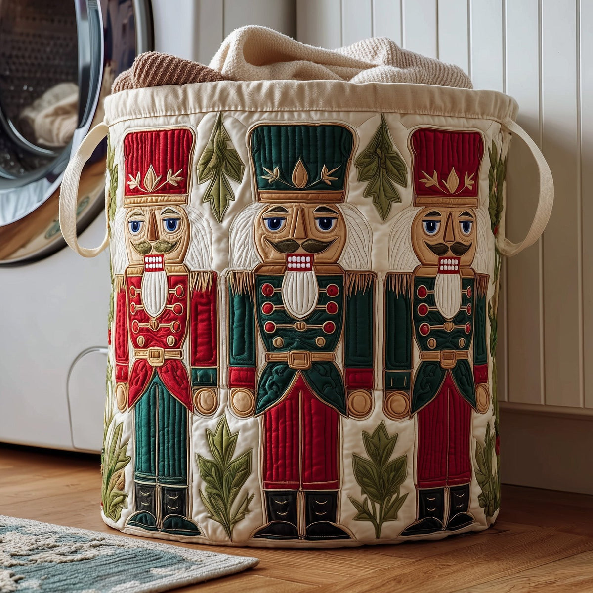 Nutcracker Soldier Quilted Laundry Hamper printed laundry hamper