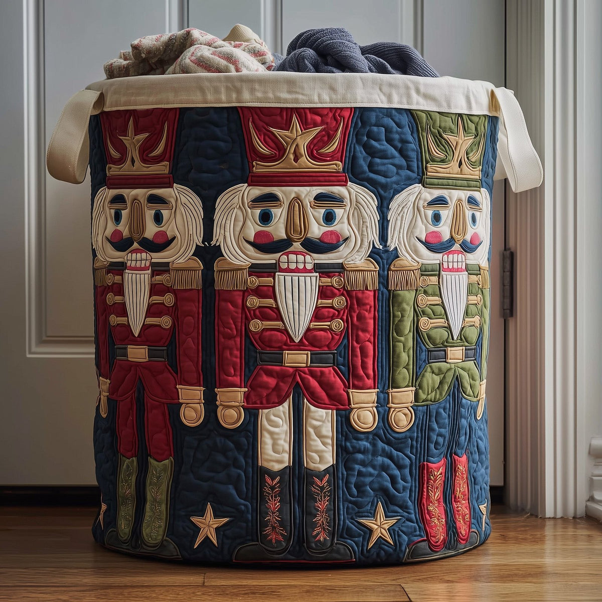 Nutcracker Soldier Quilted Laundry Hamper printed laundry hamper