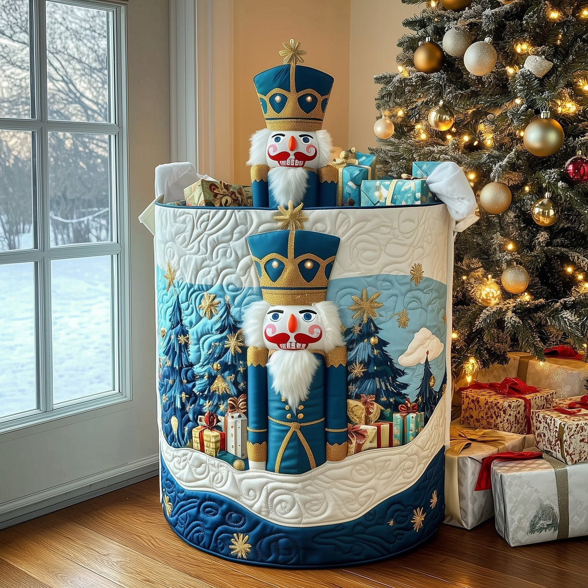 Nutcracker Spirit Quilted Laundry Hamper printed laundry hamper