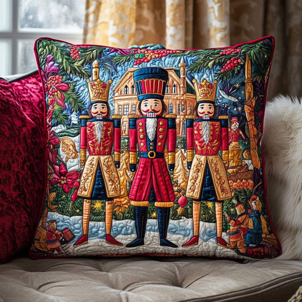 Nutcracker Toy Spread Quilted Cushion Cover printed cushion cover