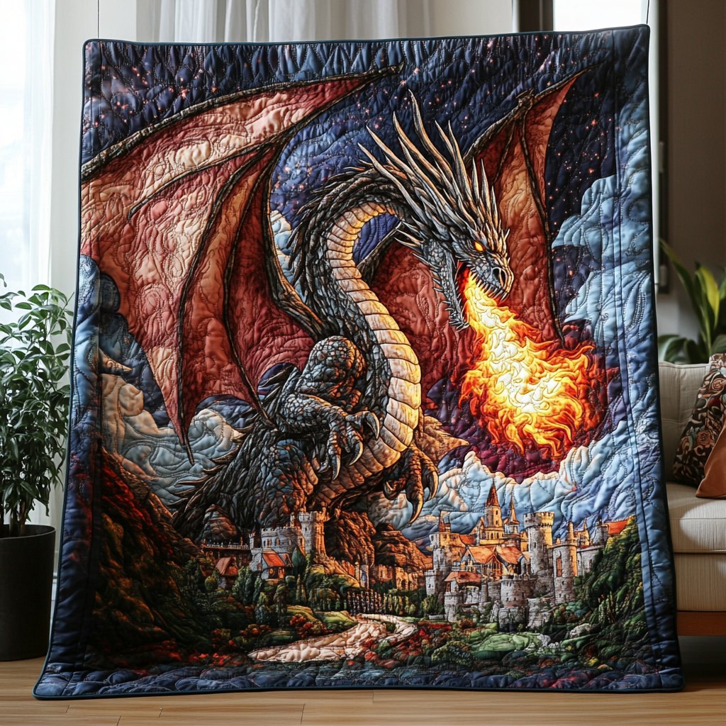 Obsidian Flight Quilted Blanket printed blanket