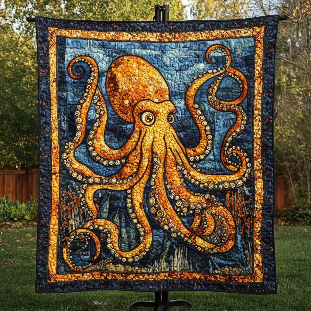 Ocean Abyss Quilted Blanket printed blanket