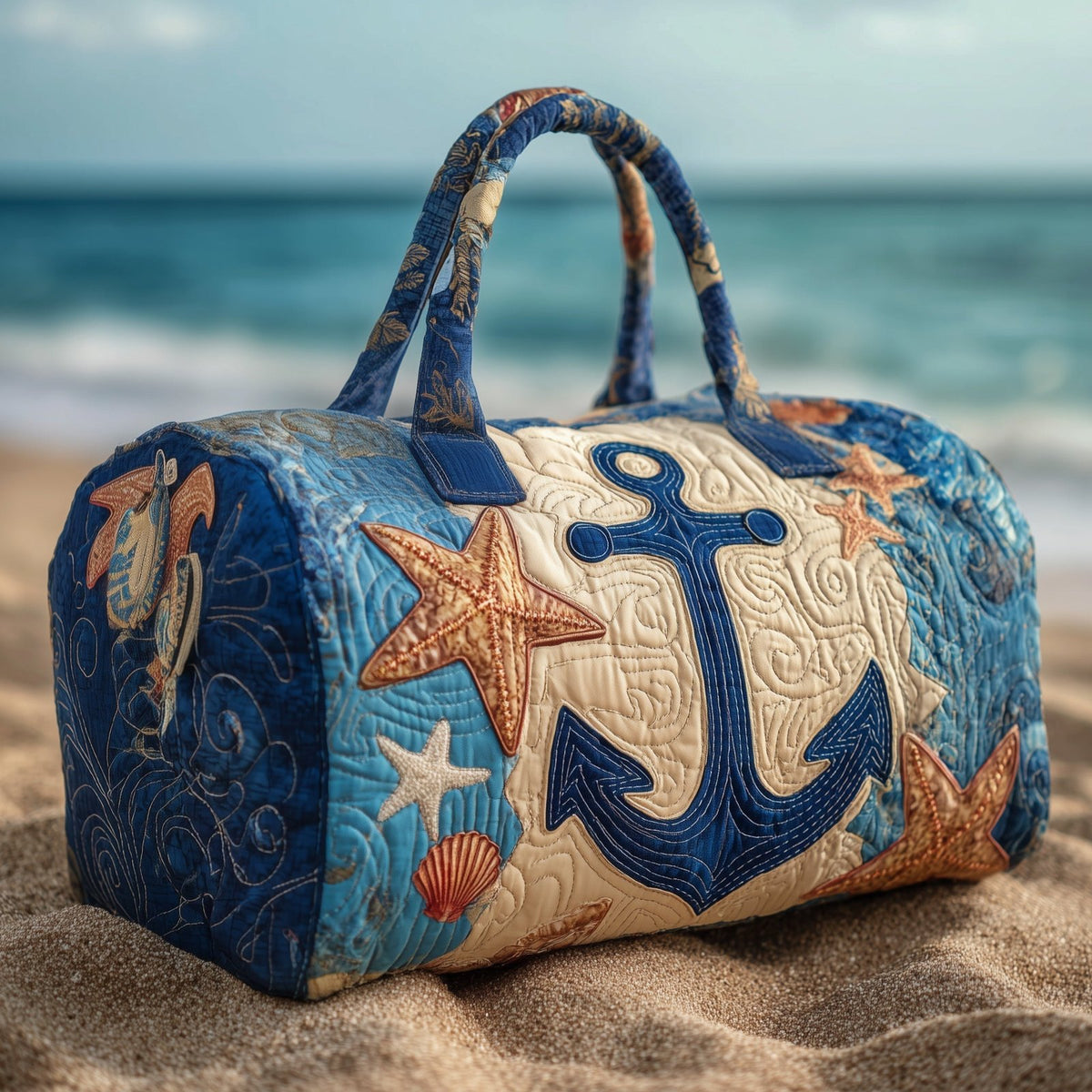 Ocean Anchor Quilted Duffle Bag printed duffle bag