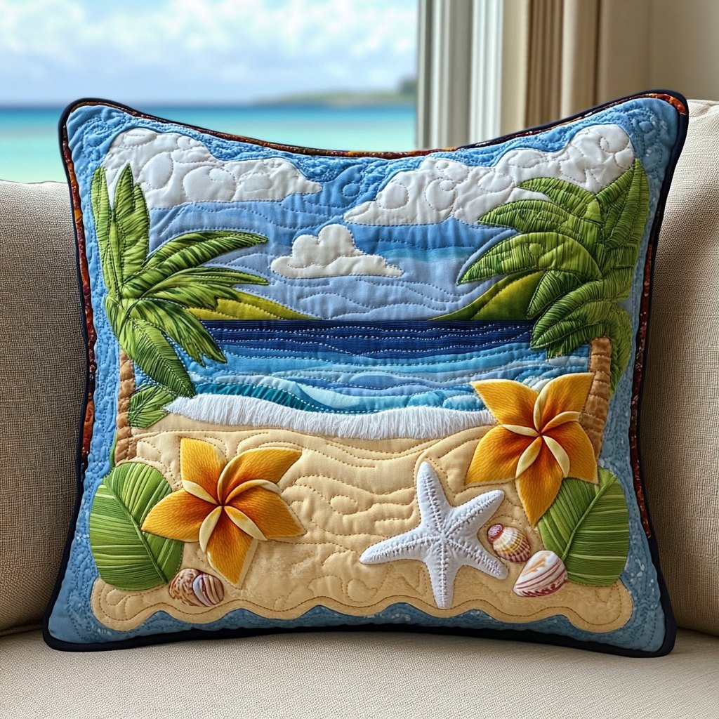 Ocean Breeze Quilted Cushion Cover printed cushion cover
