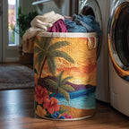 Ocean Breeze Quilted Laundry Hamper printed laundry hamper