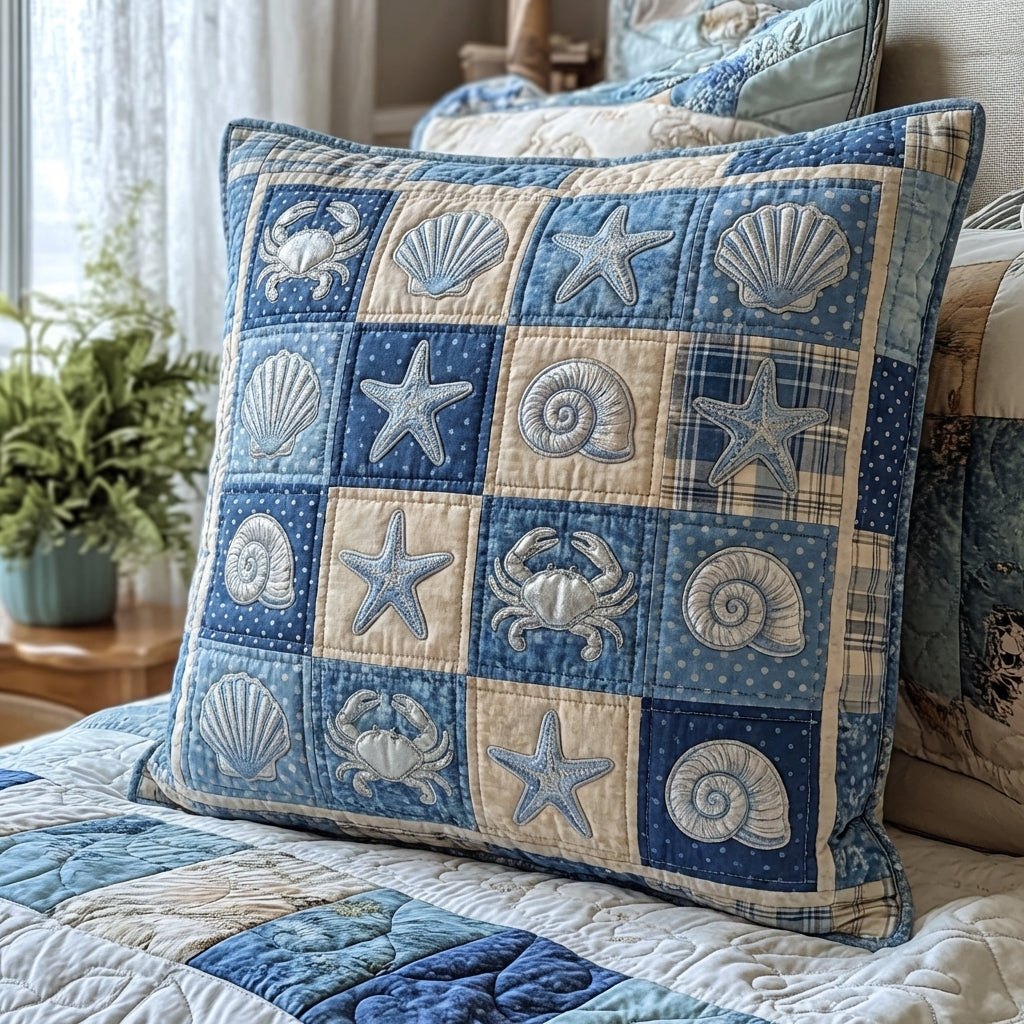 Ocean Charm Quilted Cushion Cover printed cushion cover