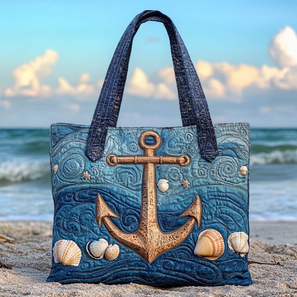 Ocean Charm Quilted Tote Bag printed tote bag